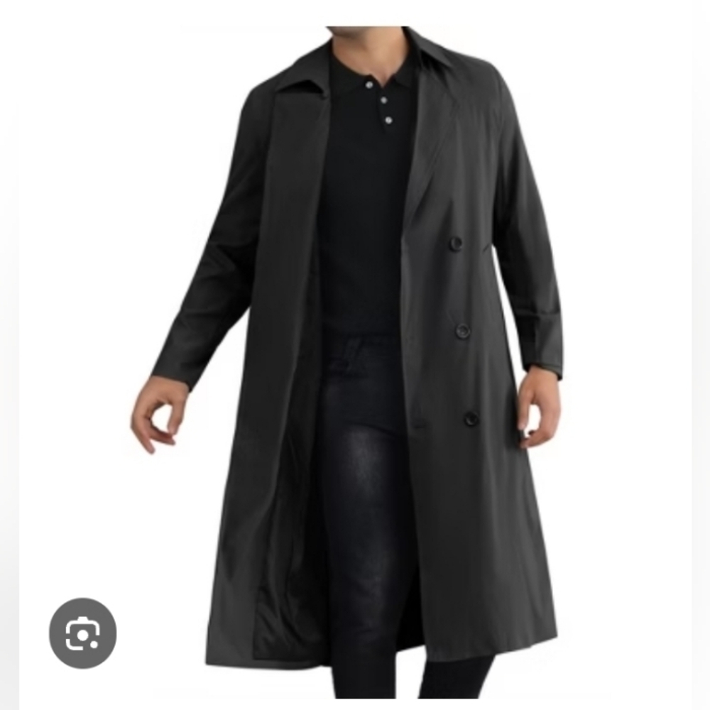 Lars amadeus Classic Trench Coat for Men's Double Breasted Long Winter NO BELT